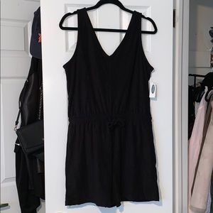 Black terry cloth romper